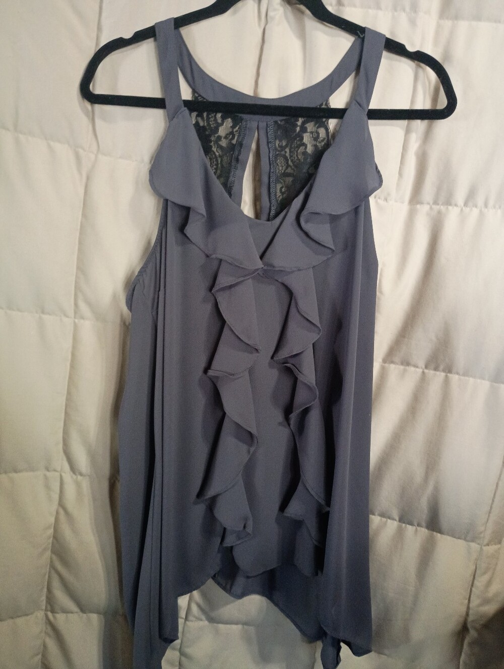 Maurices Light Gray Ruffle Front Tank
